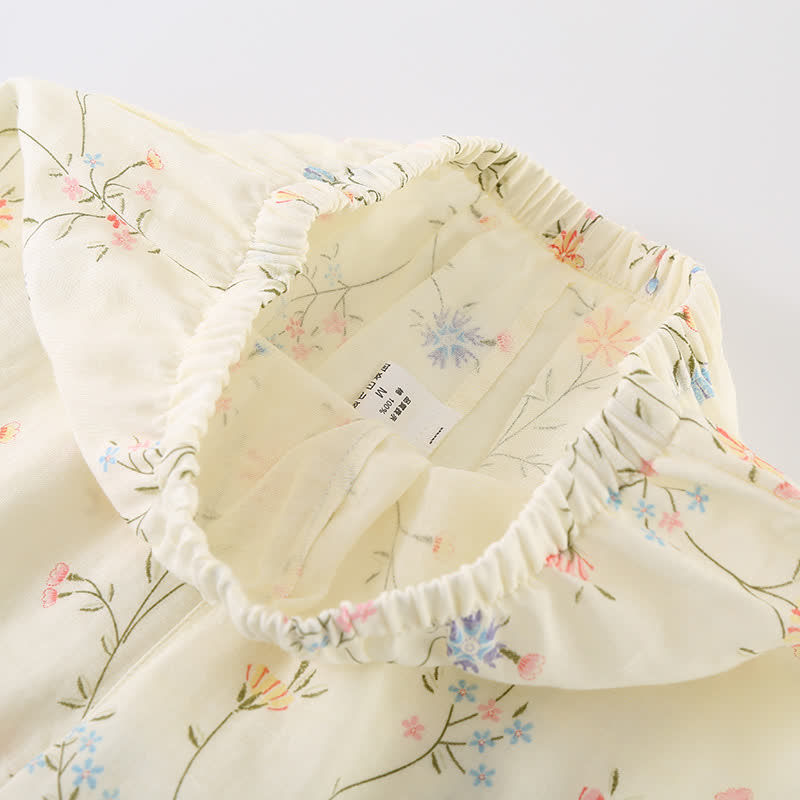 Floral Cotton Gauze Kimono Loungewear Robe