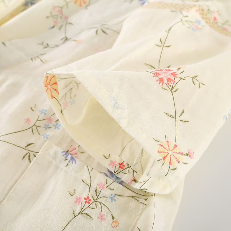 Floral Cotton Gauze Kimono Loungewear Robe