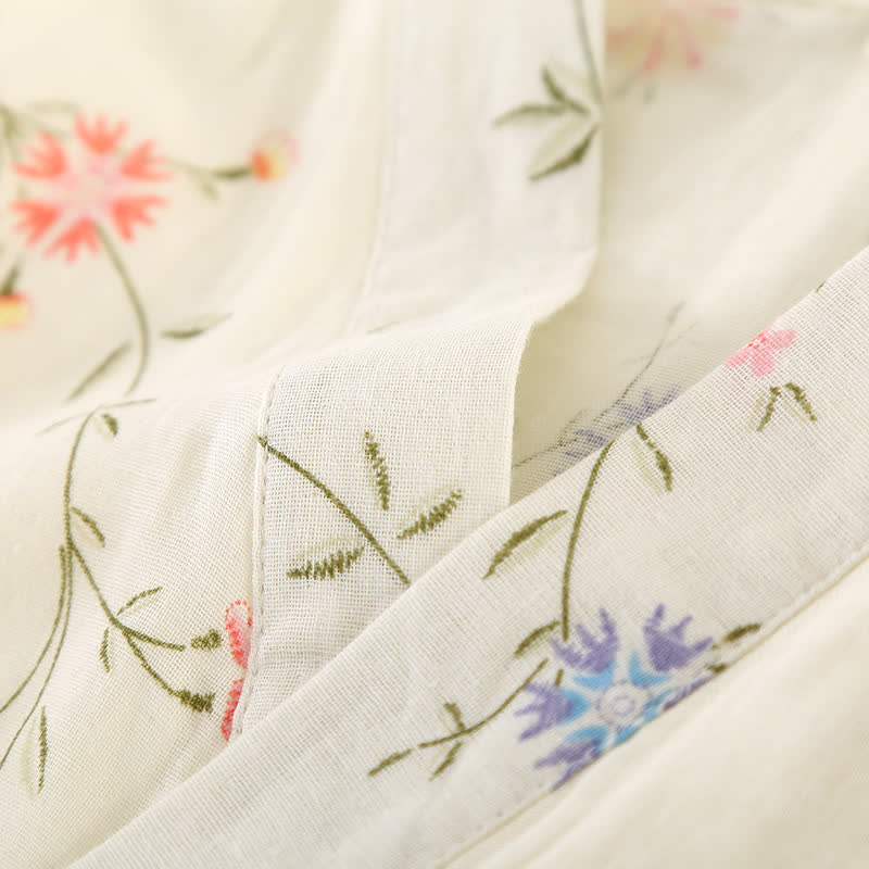 Floral Cotton Gauze Kimono Loungewear Robe