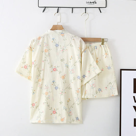 Floral Cotton Gauze Kimono Loungewear Robe
