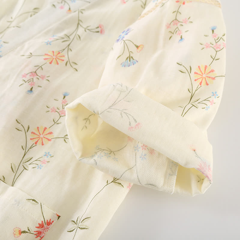 Floral Cotton Gauze Kimono Loungewear Robe