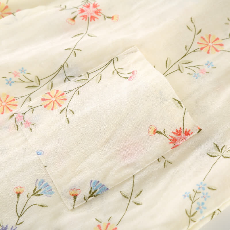 Floral Cotton Gauze Kimono Loungewear Robe