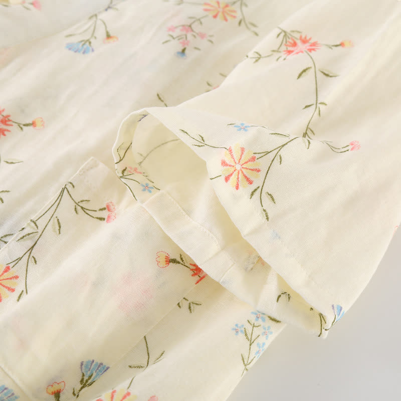 Floral Cotton Gauze Kimono Loungewear Robe
