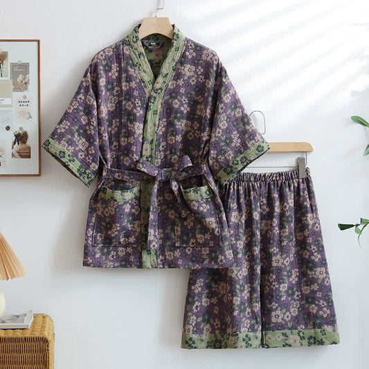 Unisex Cherry Blossom Cotton Kimono Loungewear