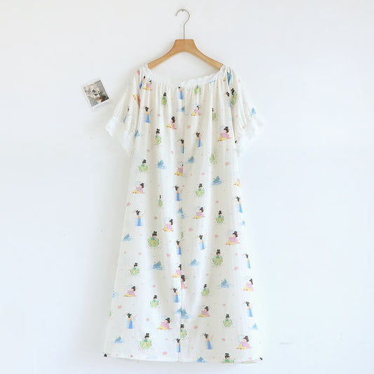 Oriental Cartoon Princess Cotton Lace Nightdress
