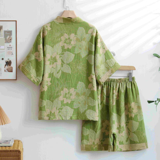 Unisex Hibiscus Cotton Kimono Loungewear Set