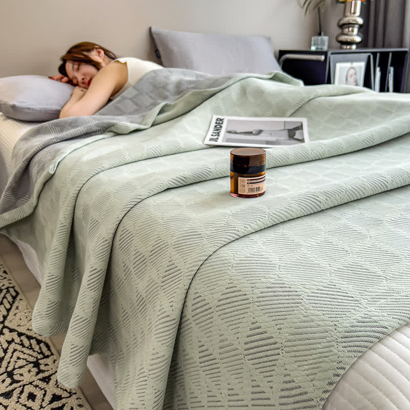 Square Stripe Print Cotton Muslin Quilt