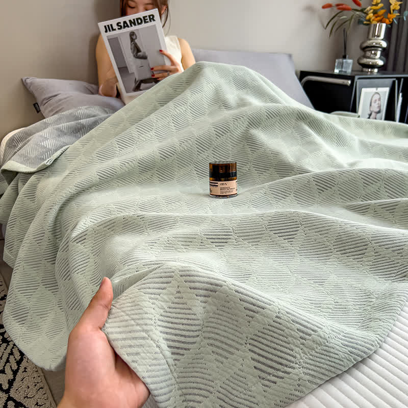 Square Stripe Print Cotton Muslin Quilt