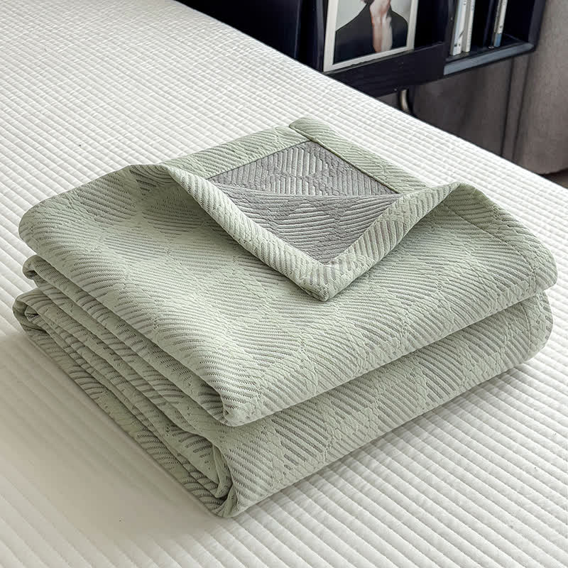 Square Stripe Print Cotton Muslin Quilt
