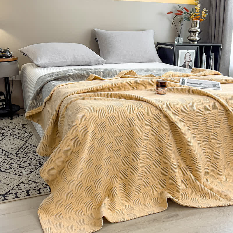Square Stripe Print Cotton Muslin Quilt