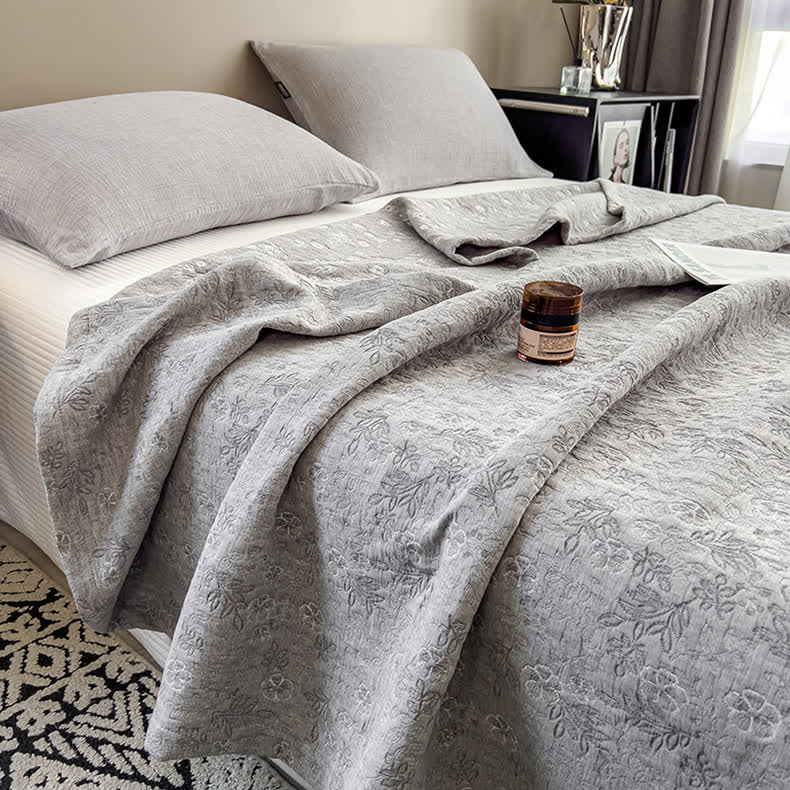 Floral Leaf Print Cotton Muslin Quilt