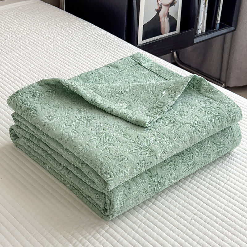 Floral Leaf Print Cotton Muslin Quilt