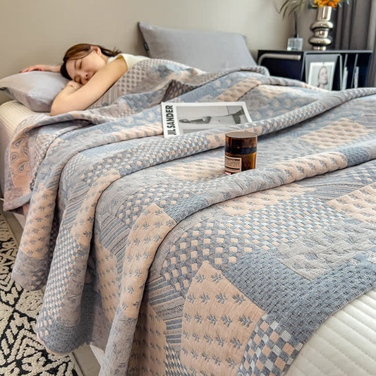 Paisley Geometric Patchwork Cotton Muslin Quilt