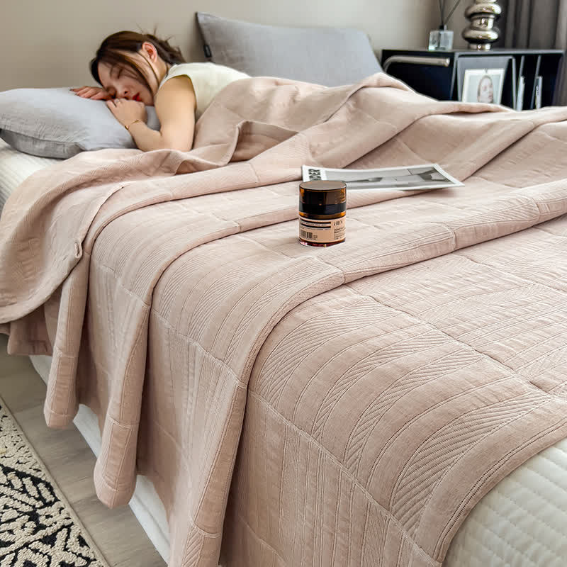 Minimalist Stripe Print Cotton Muslin Quilt