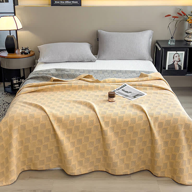 Square Stripe Print Cotton Muslin Quilt