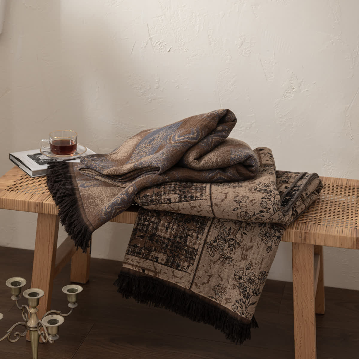 Floral Plaid Patchwork Cotton Muslin Quilt