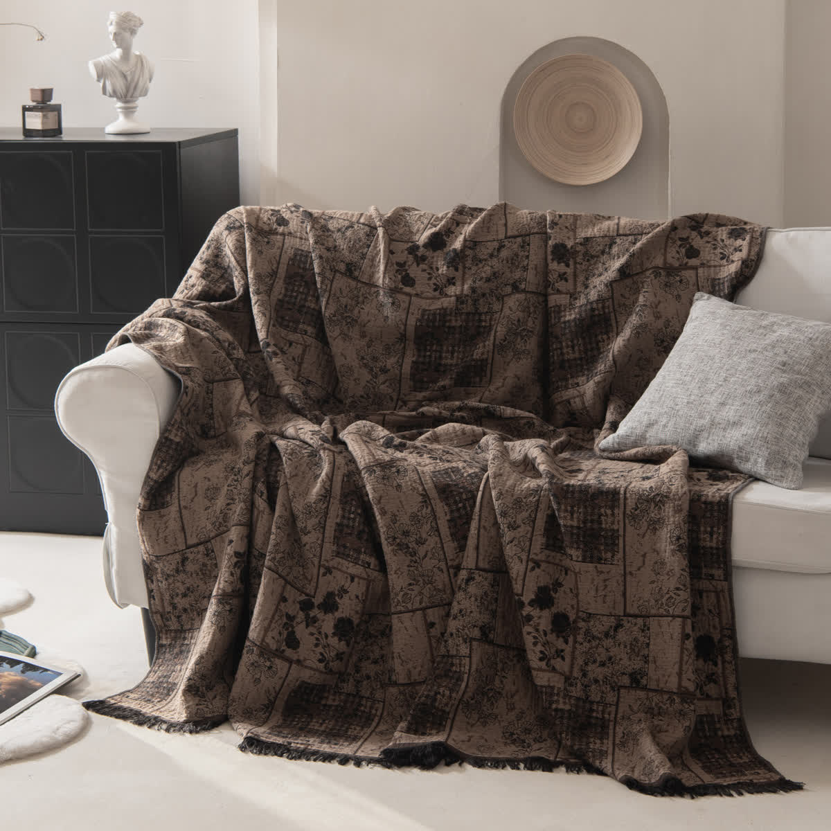 Floral Plaid Patchwork Cotton Muslin Quilt