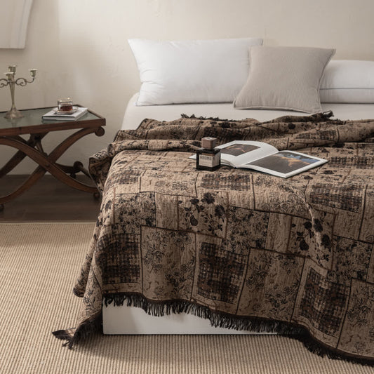 Floral Plaid Patchwork Cotton Muslin Quilt