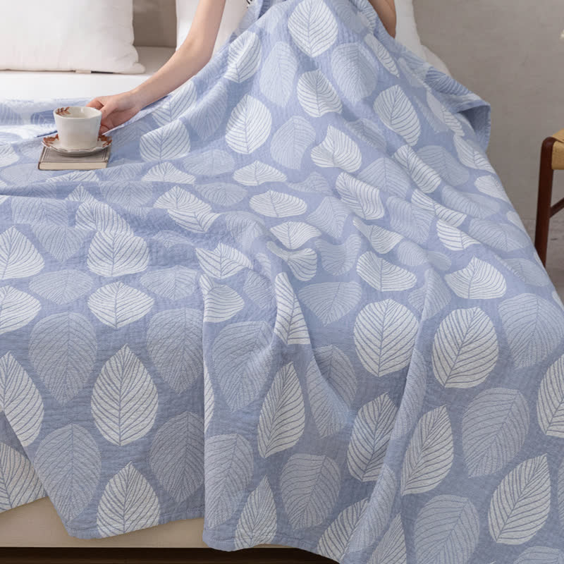 Leaf Print Cotton Gauze Jacquard Quilt