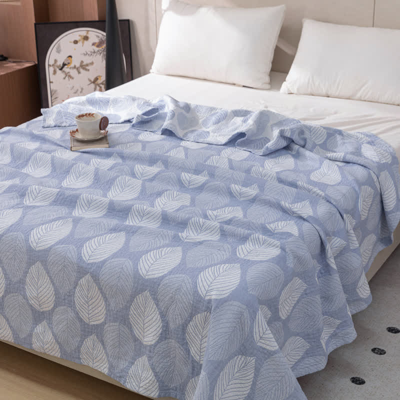 Leaf Print Cotton Gauze Jacquard Quilt