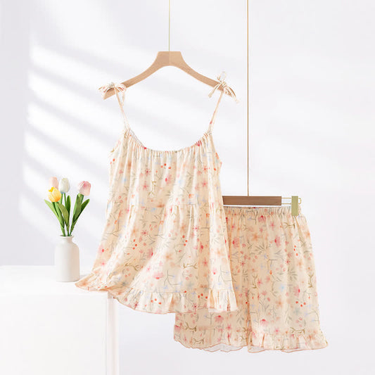 Floral Cotton Camisole Shorts Pajama Set