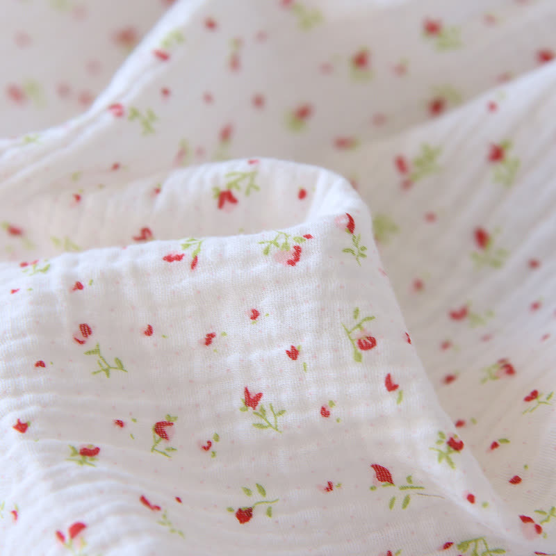 Red Floral Cotton Gauze Cami Nightgown