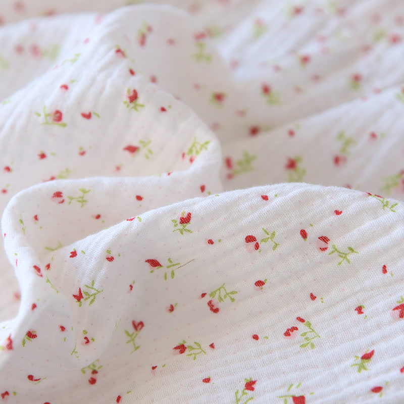 Red Floral Cotton Gauze Cami Nightgown