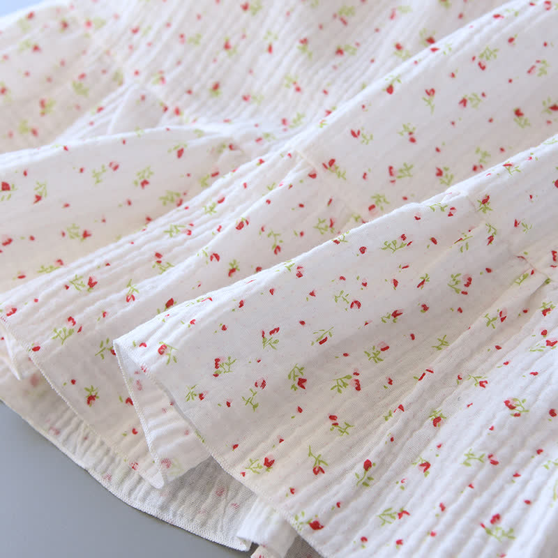 Red Floral Cotton Gauze Cami Nightgown