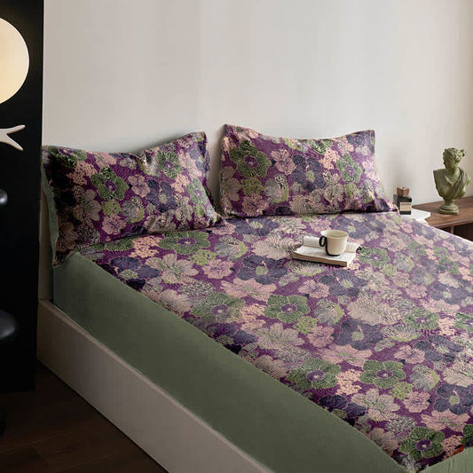 Peach Blossom Cotton Jacquard Fitted Sheet - image 1