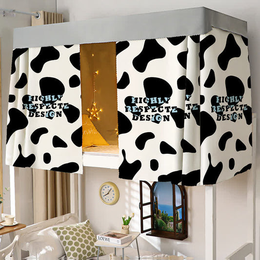 Cow Print Dorm Bunk Bed Curtain - 2PCS Blackout Curtains with Top - 55"W x 79"L x 2+45" x 79" - image 0