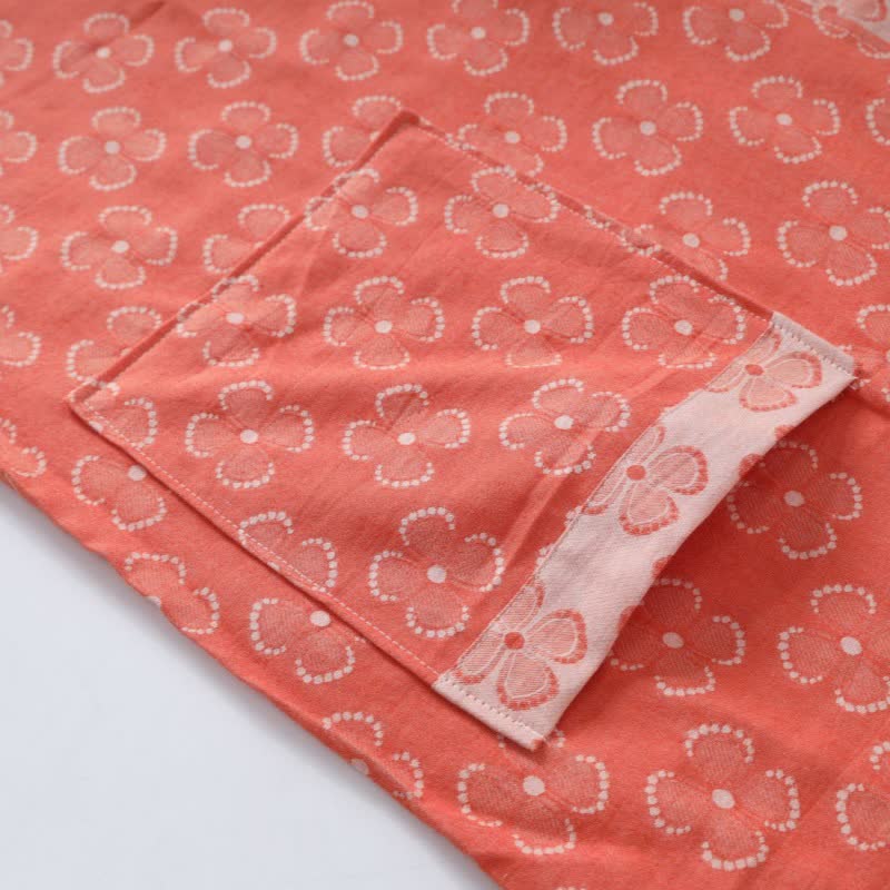 Four-Leaf Clover Cotton Gauze Kimono Robe