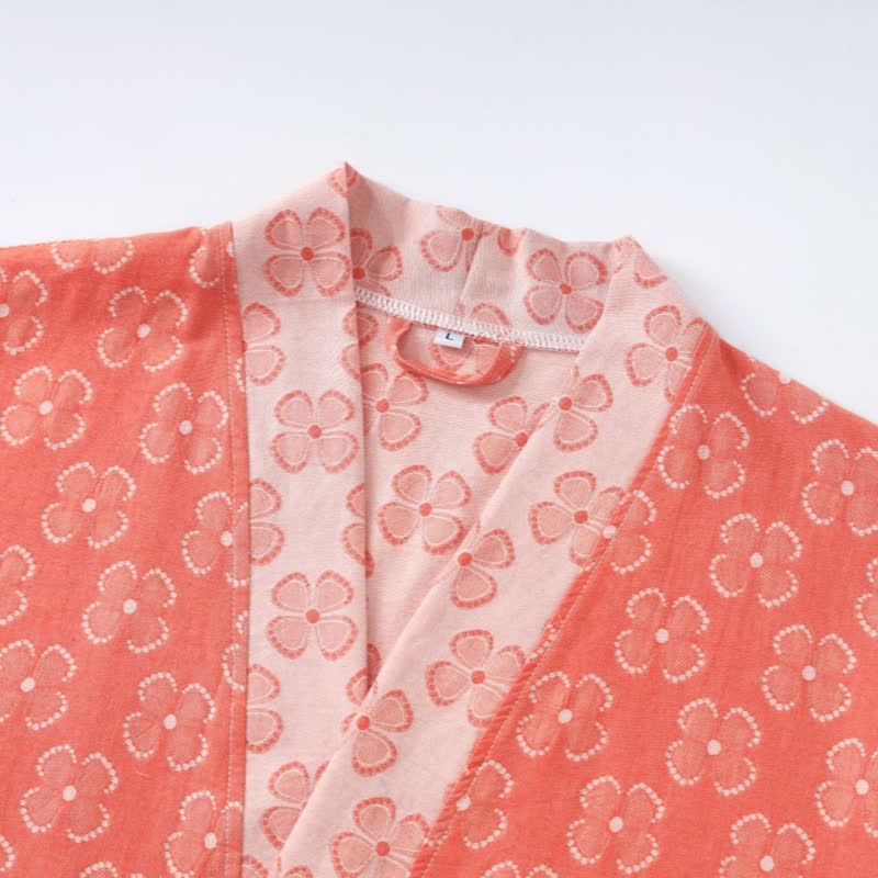 Four-Leaf Clover Cotton Gauze Kimono Robe