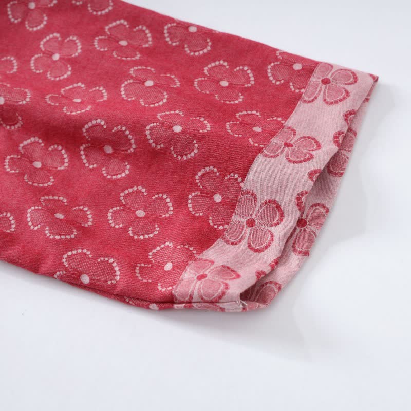 Four-Leaf Clover Cotton Gauze Kimono Robe