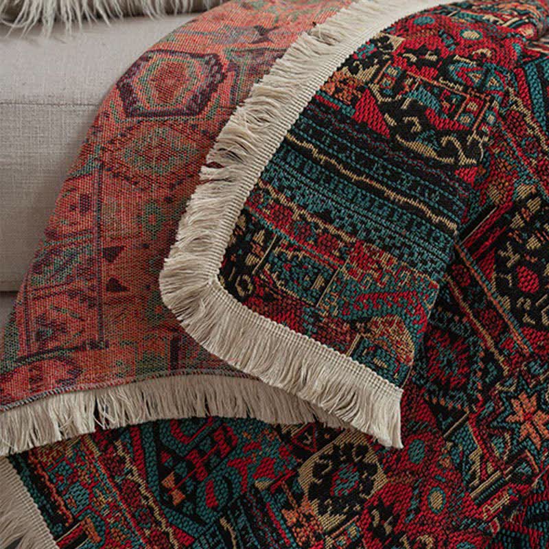 Jacquard Ethnic Tassel Wear-resistant Sofa Cover