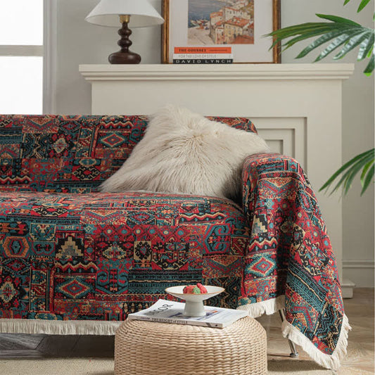 Jacquard Ethnic Tassel Wear-resistant Sofa Cover
