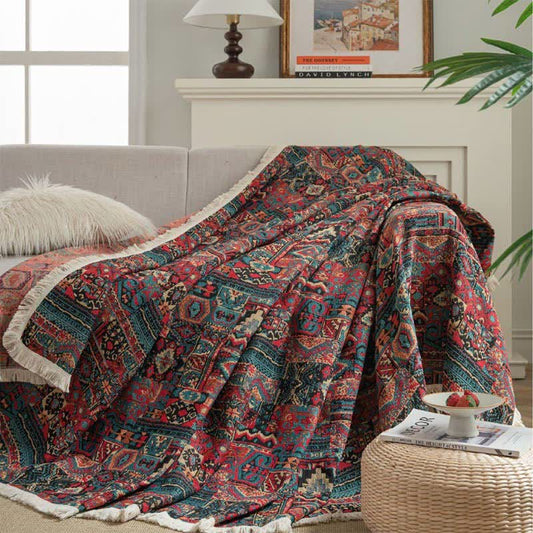 Jacquard Ethnic Tassel Wear-resistant Sofa Cover