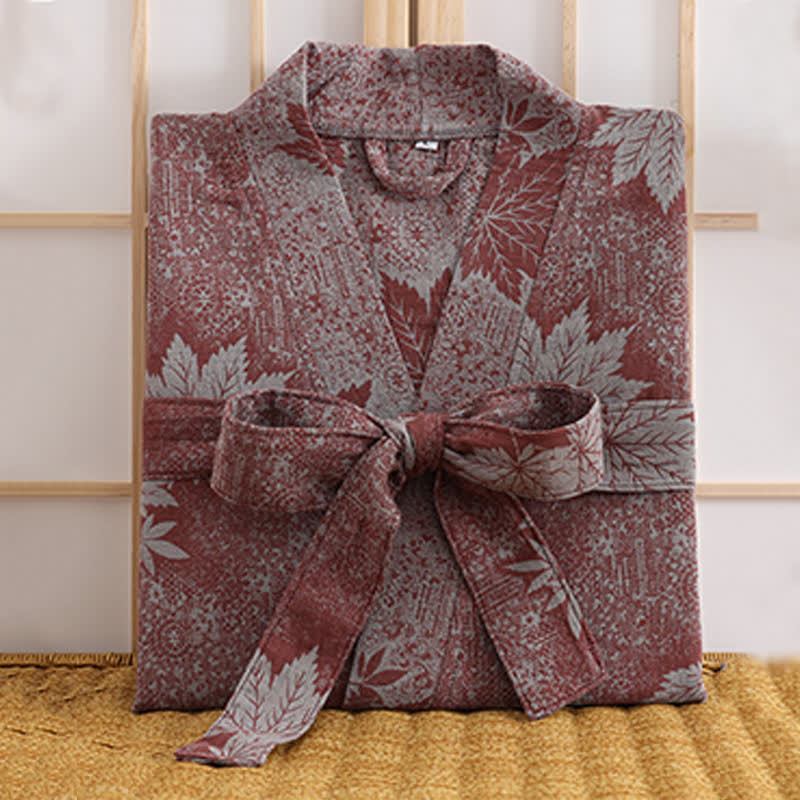 Maple Leaf Cotton Gauze Kimono Robe