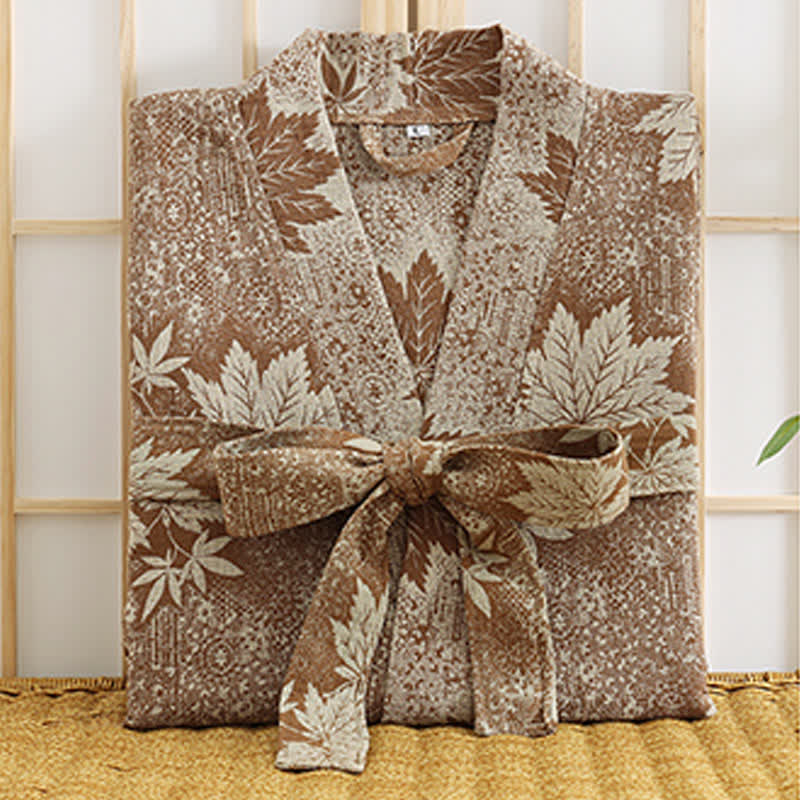 Maple Leaf Cotton Gauze Kimono Robe