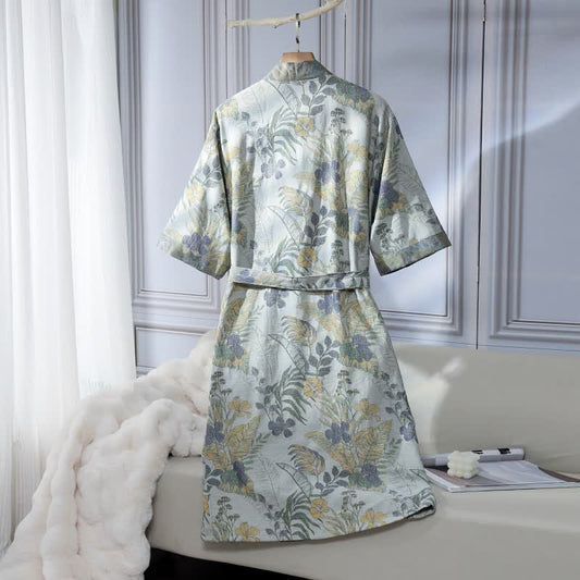 Unisex Duranta Flower Print Cotton Robe