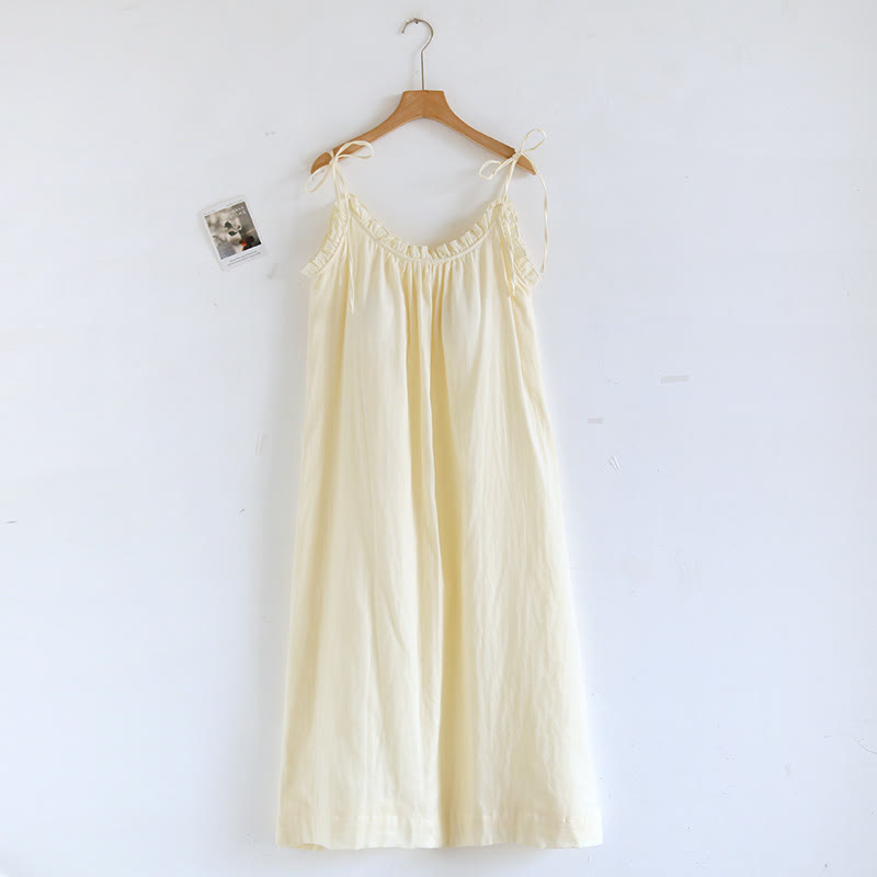 Ruffle Trim Cotton Camisole Nightdress