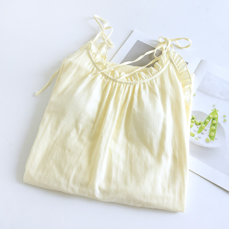 Ruffle Trim Cotton Camisole Nightdress