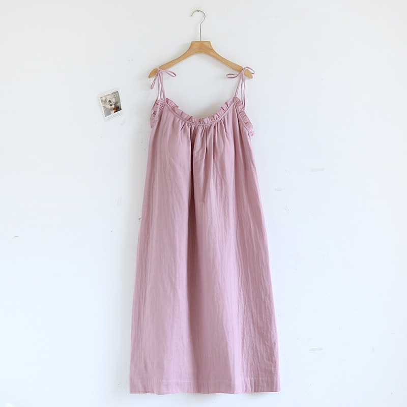 Ruffle Trim Cotton Camisole Nightdress