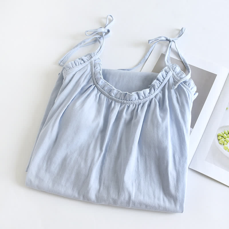 Ruffle Trim Cotton Camisole Nightdress