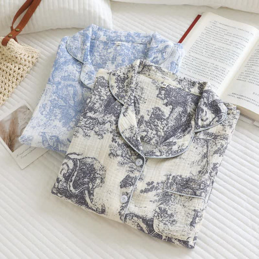 Tiger Tree Print Cotton Loungewear Set