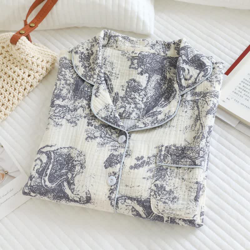 Tiger Tree Print Cotton Loungewear Set