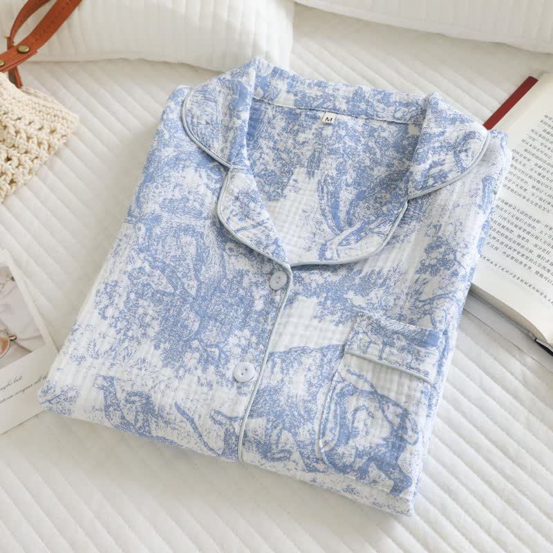 Tiger Tree Print Cotton Loungewear Set