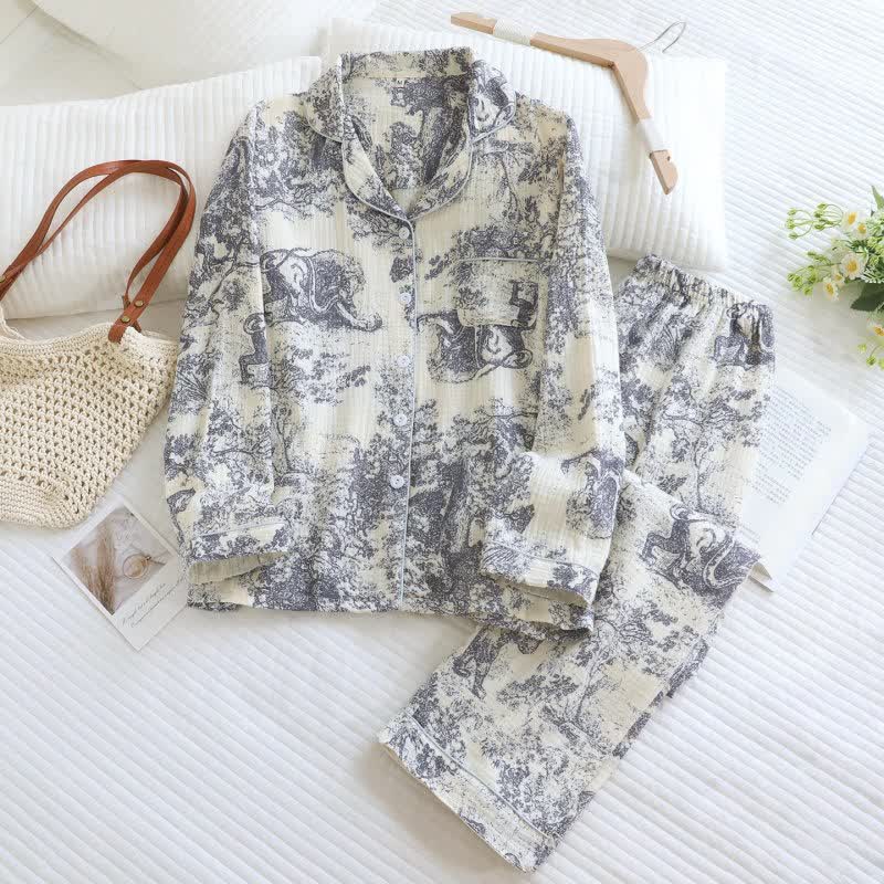 Tiger Tree Print Cotton Loungewear Set