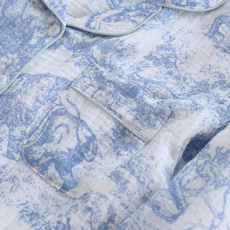 Tiger Tree Print Cotton Loungewear Set