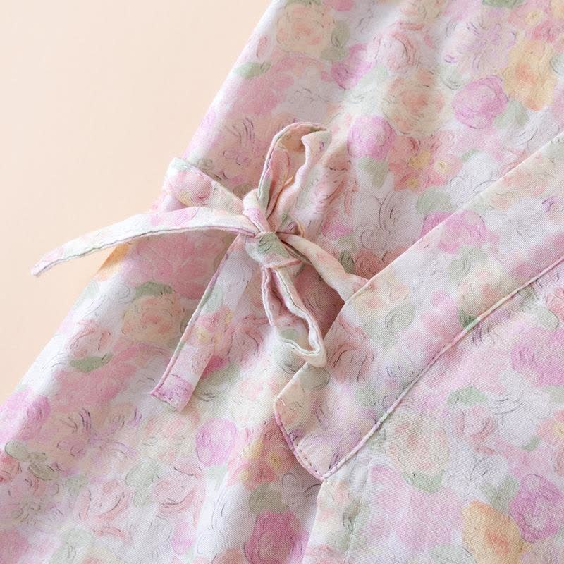 Pink Floral Cotton Gauze Japanese Pajamas
