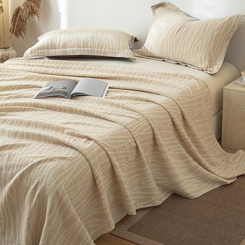 Twig Stripes Textured Cotton Linen Bedspread